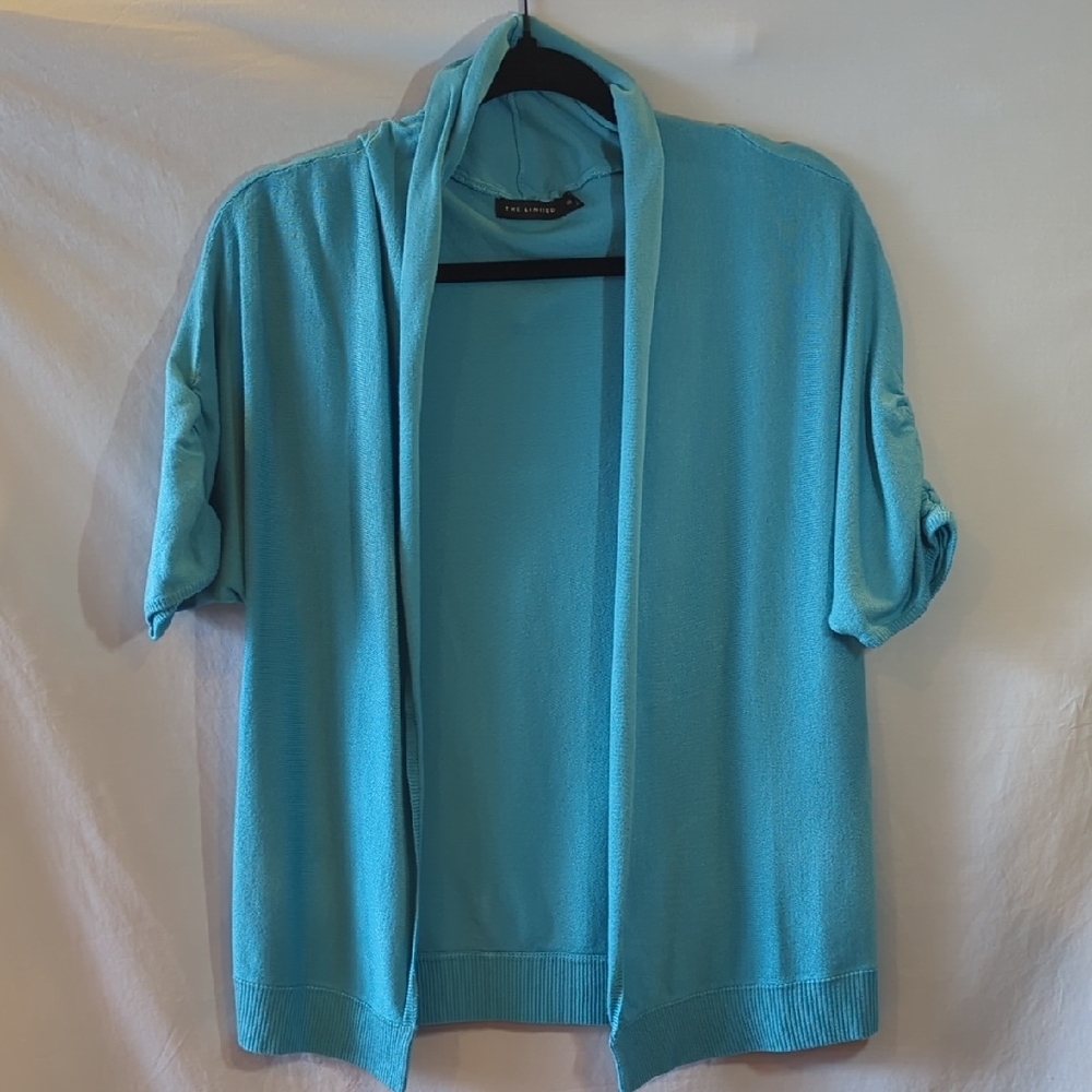 The Limited XS Aqua Open Front Short Sleeve Cardigan Stretchy